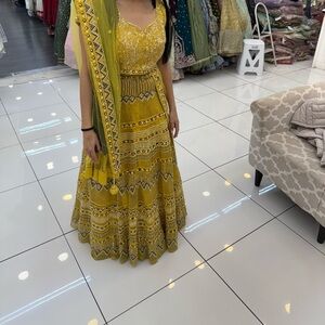 Lengha Vibrant Yellow Patterned Women's Dress